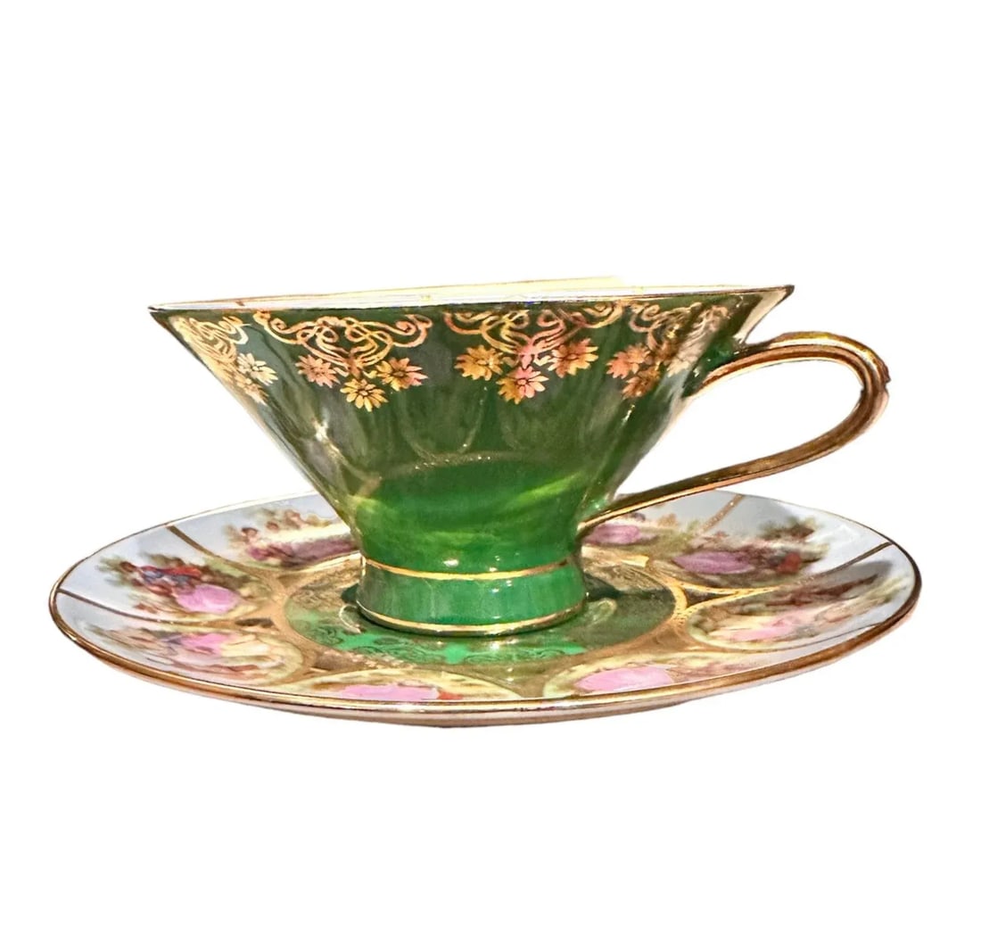 Josef Kuba Royal Vienna Style Gilded Cup and Saucer Set 1940's - 7