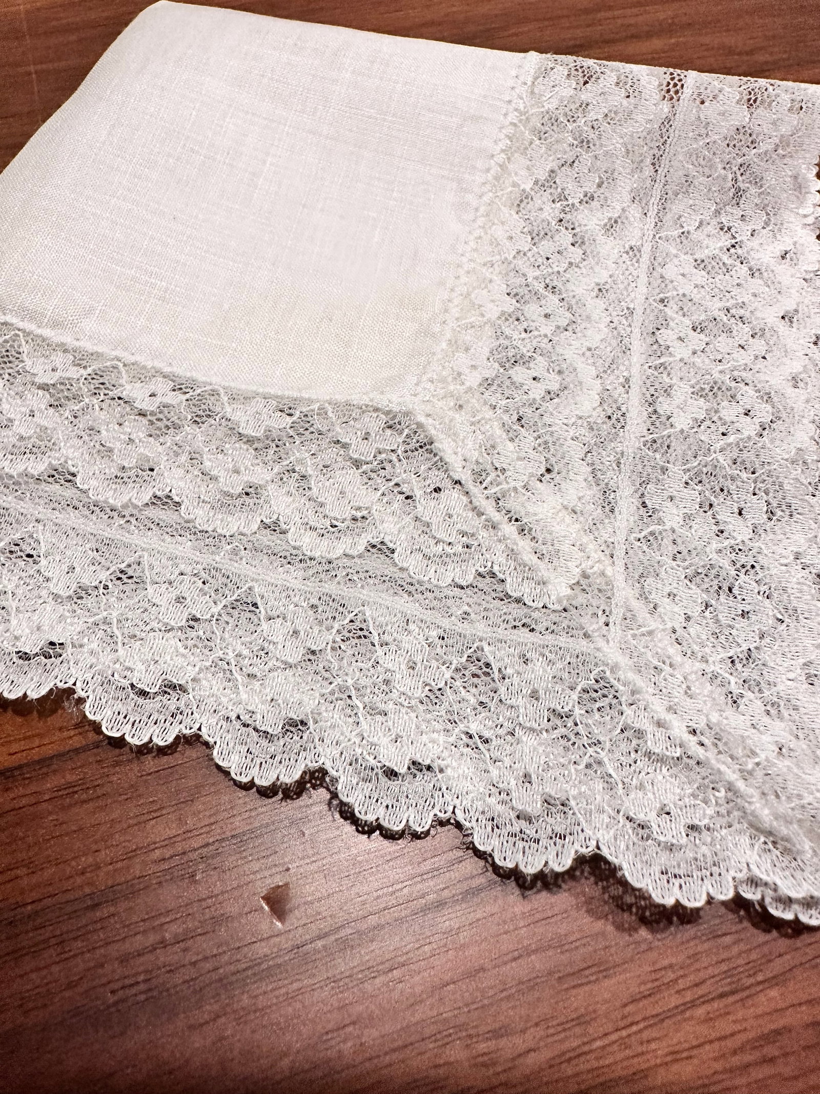 Mid 20th Century Vintage Lace Handkerchiefs -A Pair - 10