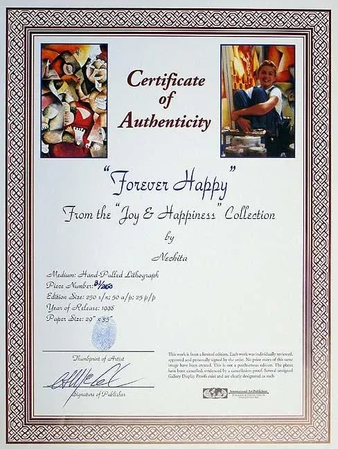 Alexandra Nechita "Forever Happy" Hand Signed 1998 Framed Lithograph - 5