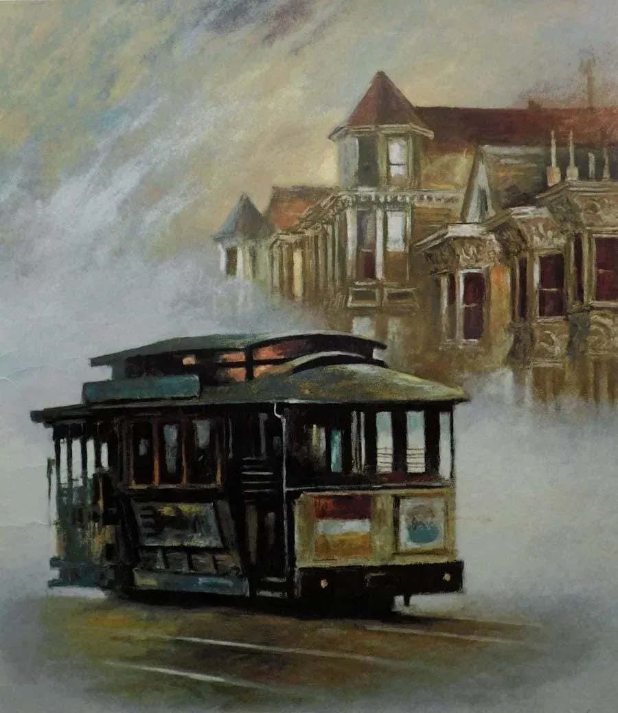 John Kelly "Dawn" Signed Numbered Lithograph Art Print, Cable Car, San Francisco - 3