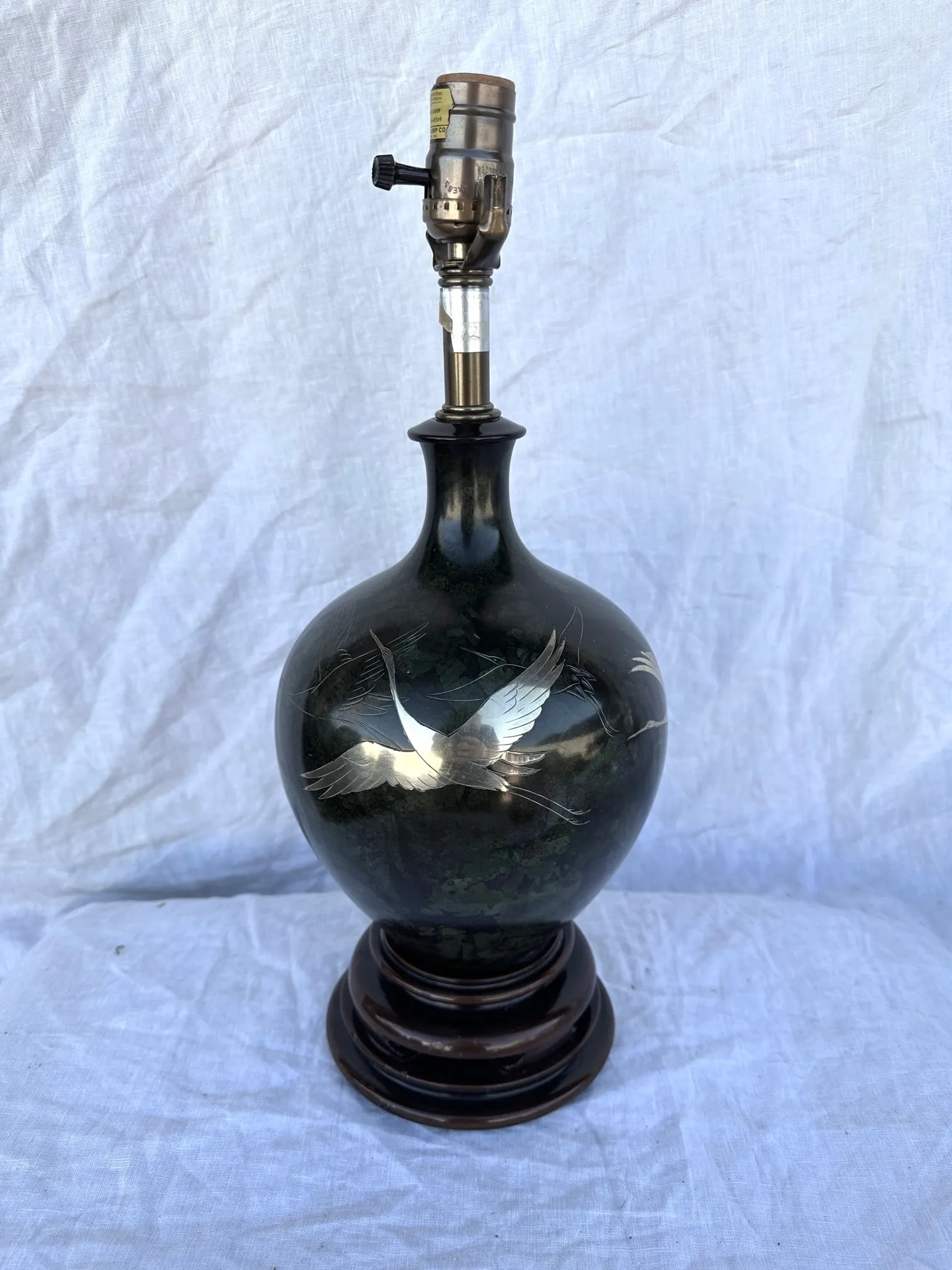 Vintage Marbro Lamp Co Japanese Mixed Metal Table Lamp - 5