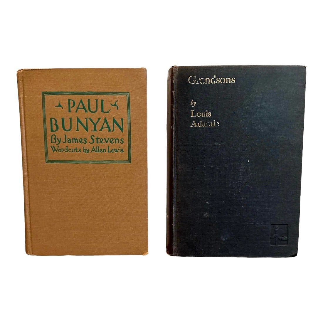 1920s Hardcover Books First Edition Grandsons Louis Adamic and Paul Bunyan James Stevens Woodcuts Al: Great vintage pair of American stories. Classic Paul Bunyan from 1925 with excellent woodcut illustrations with Grandsons First edition 1935. 1935 First Edition "˜Grandsons' by Louis Adamic A Sto