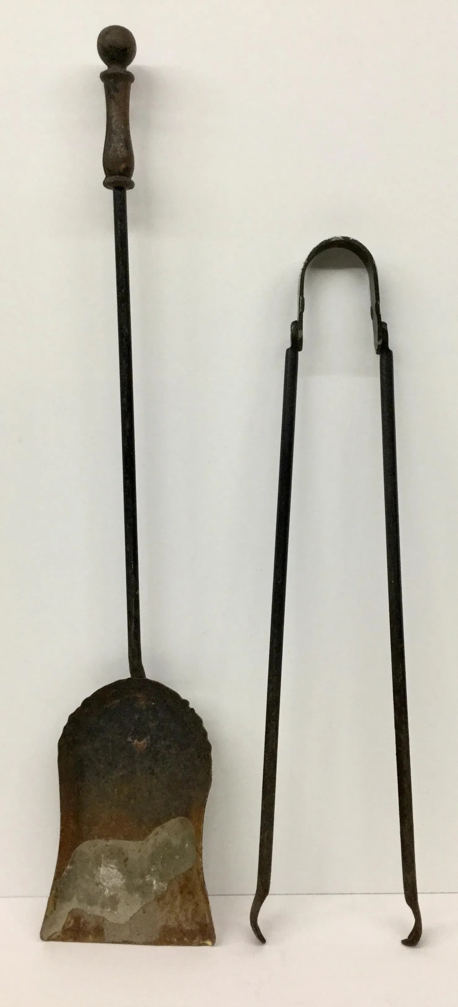 French Antique Wrought Iron Fireplace Tool Set - 2 Piece - 12