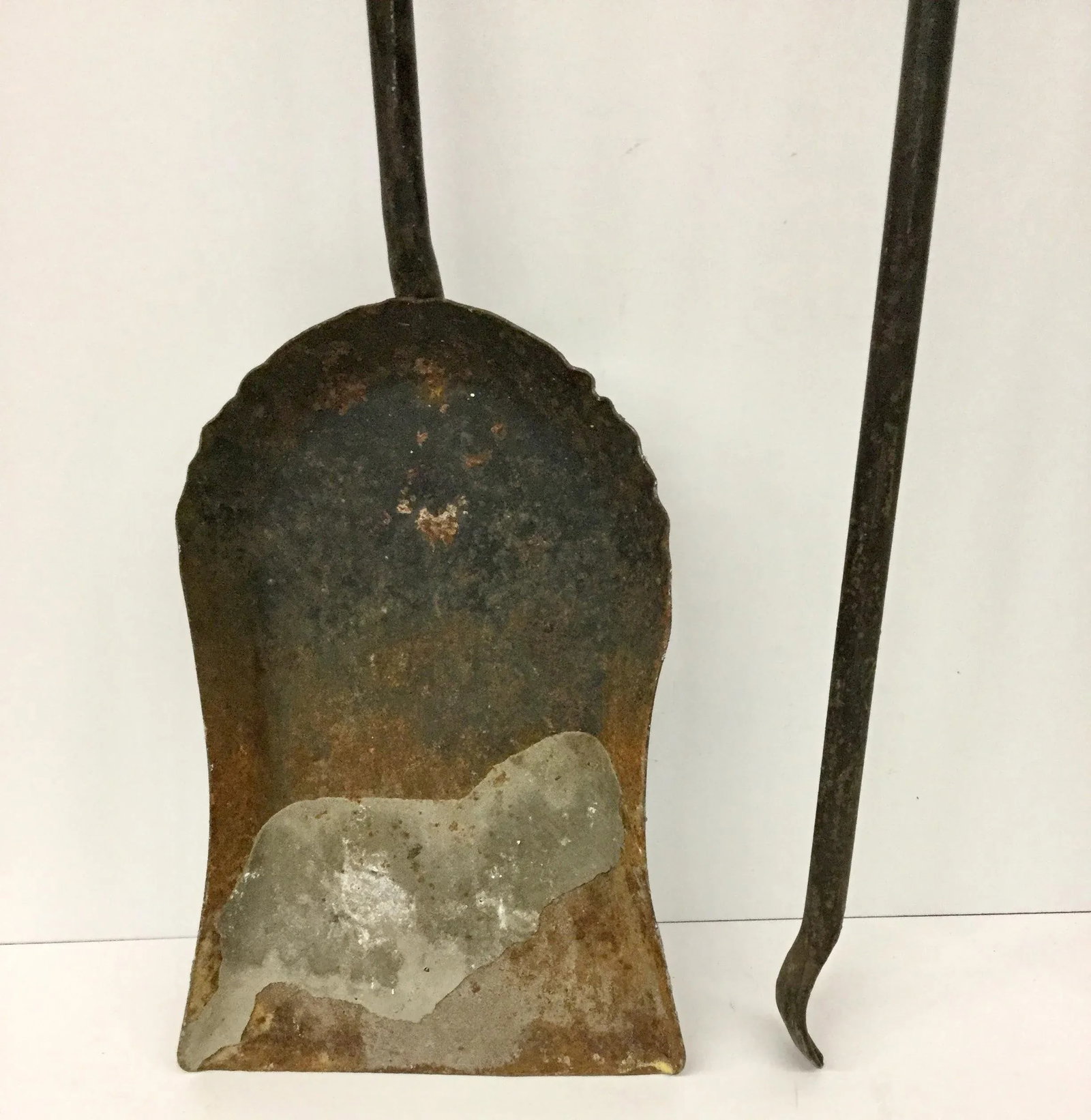 French Antique Wrought Iron Fireplace Tool Set - 2 Piece - 2