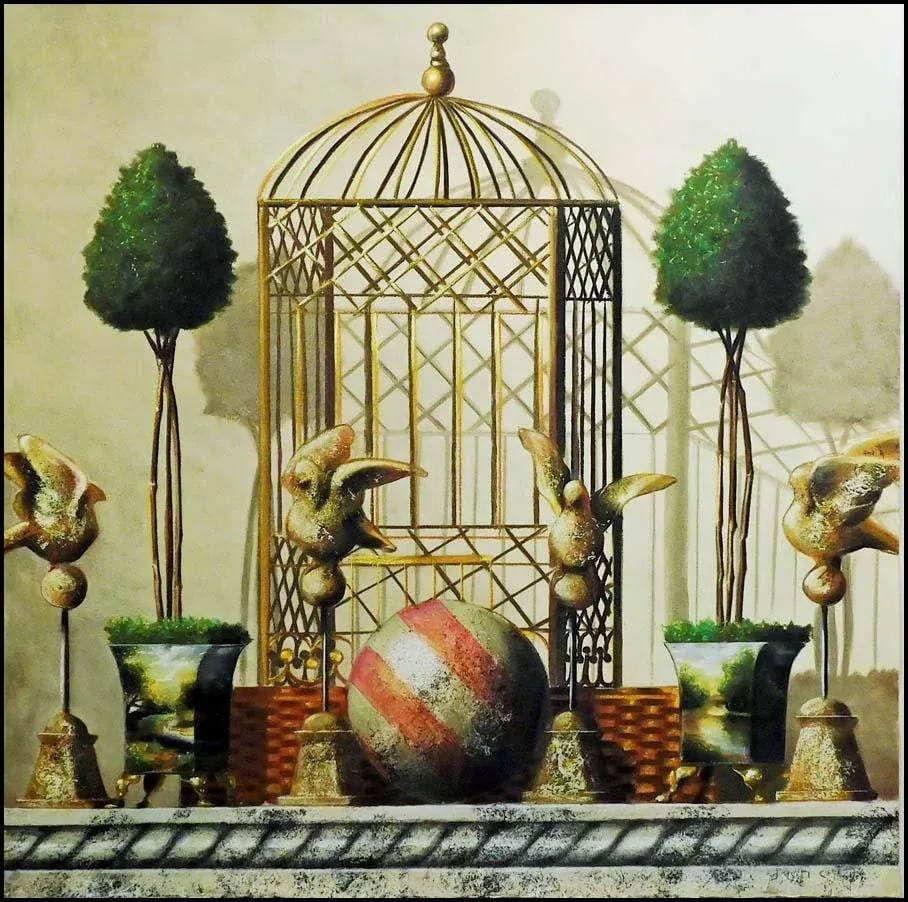 James Jensen the Aviary Original Pastel Paper Custom Framed Hand Signed - 2