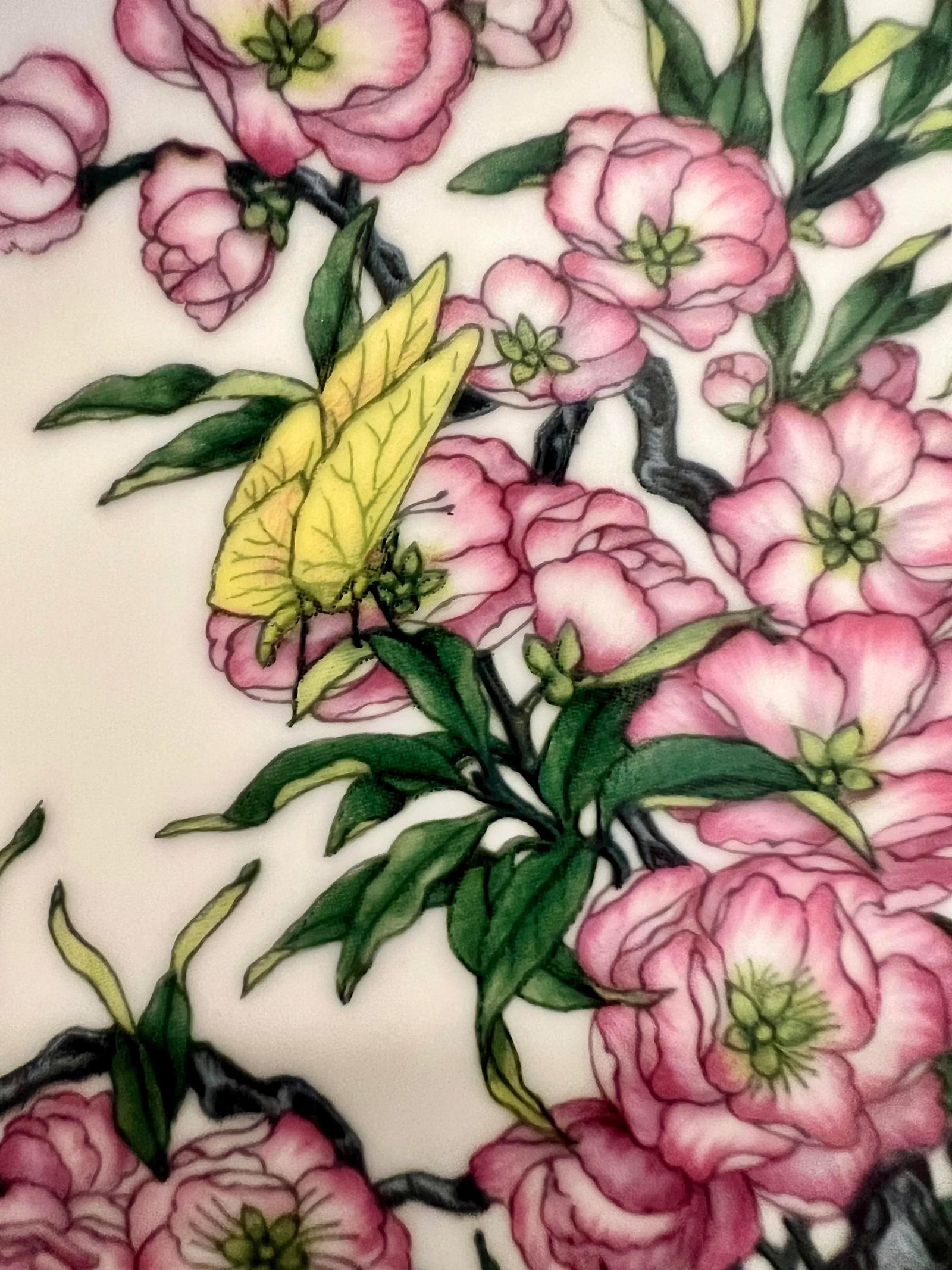 Vintage Chinoiserie Kyoto Imperial Porcelain "Blossoms of the Japanese Year" Set of Three - 7