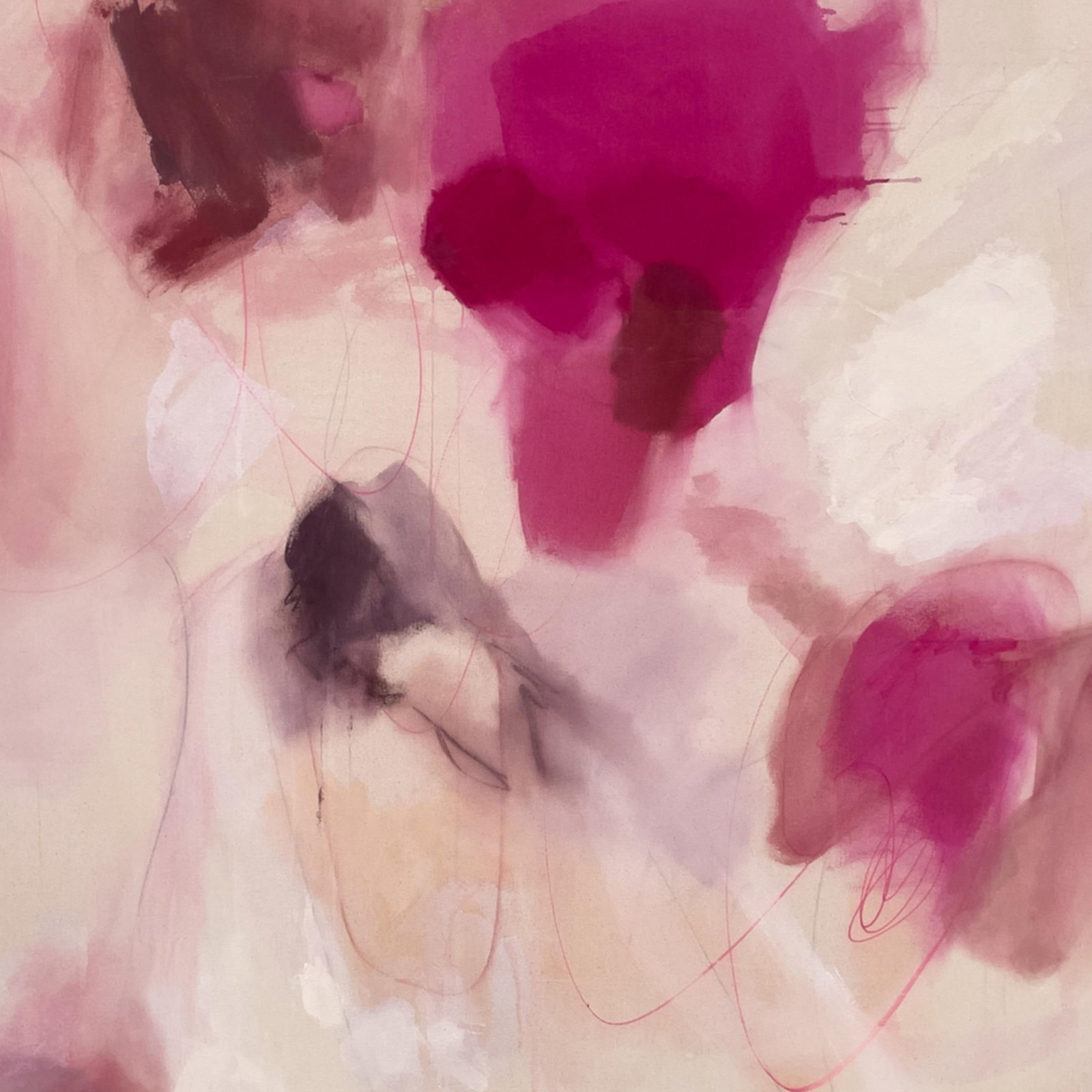 The Love We Unravel Original Lyrical Abstraction Painting in Magenta and Earthtones - 4