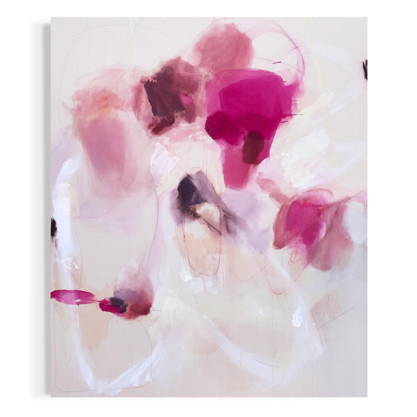 The Love We Unravel Original Lyrical Abstraction Painting in Magenta and Earthtones - 7