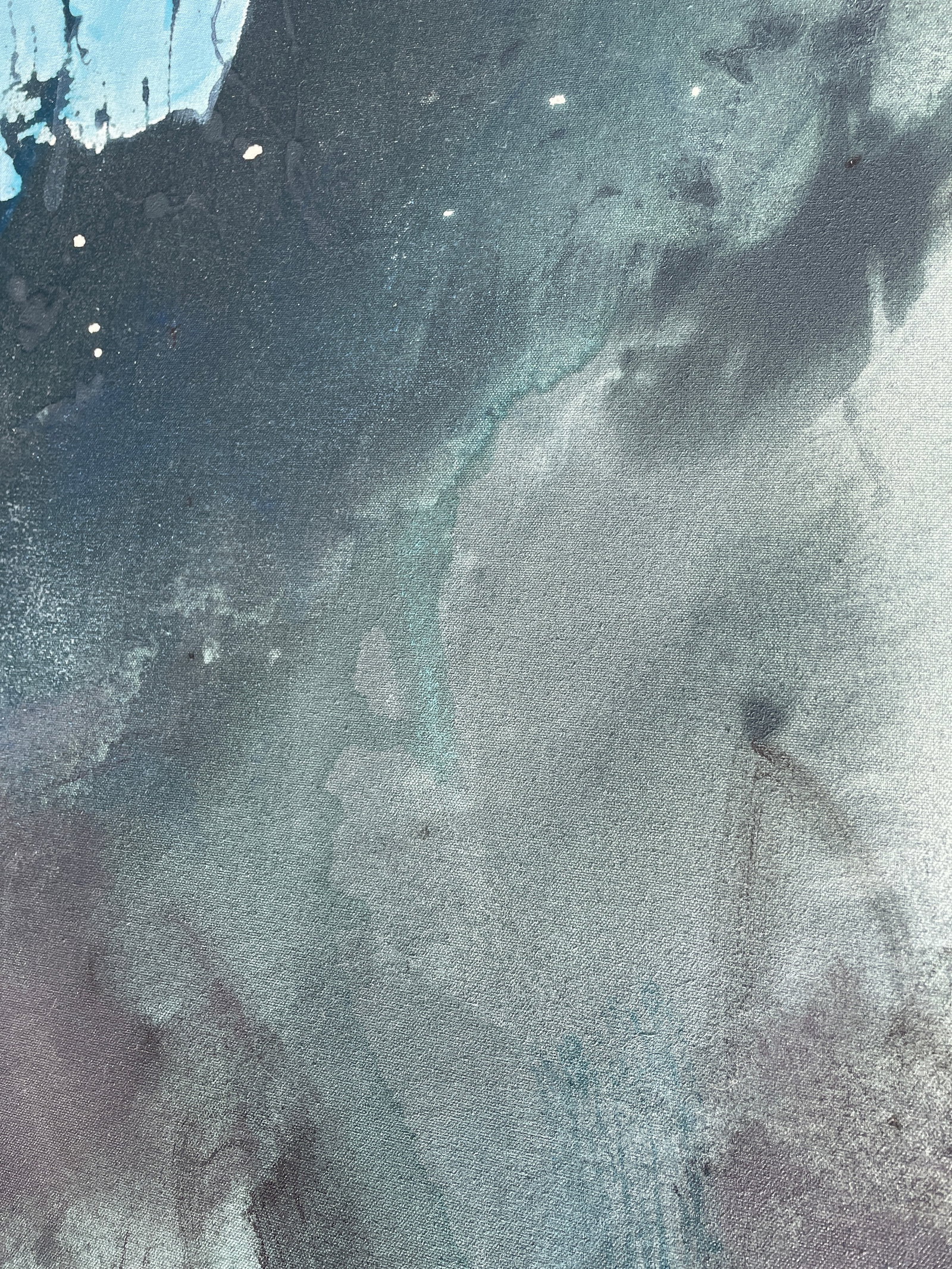 Sings My Soul Original Lyrical Abstraction Painting in Forest Green, Teal, and Sky Blue - 6