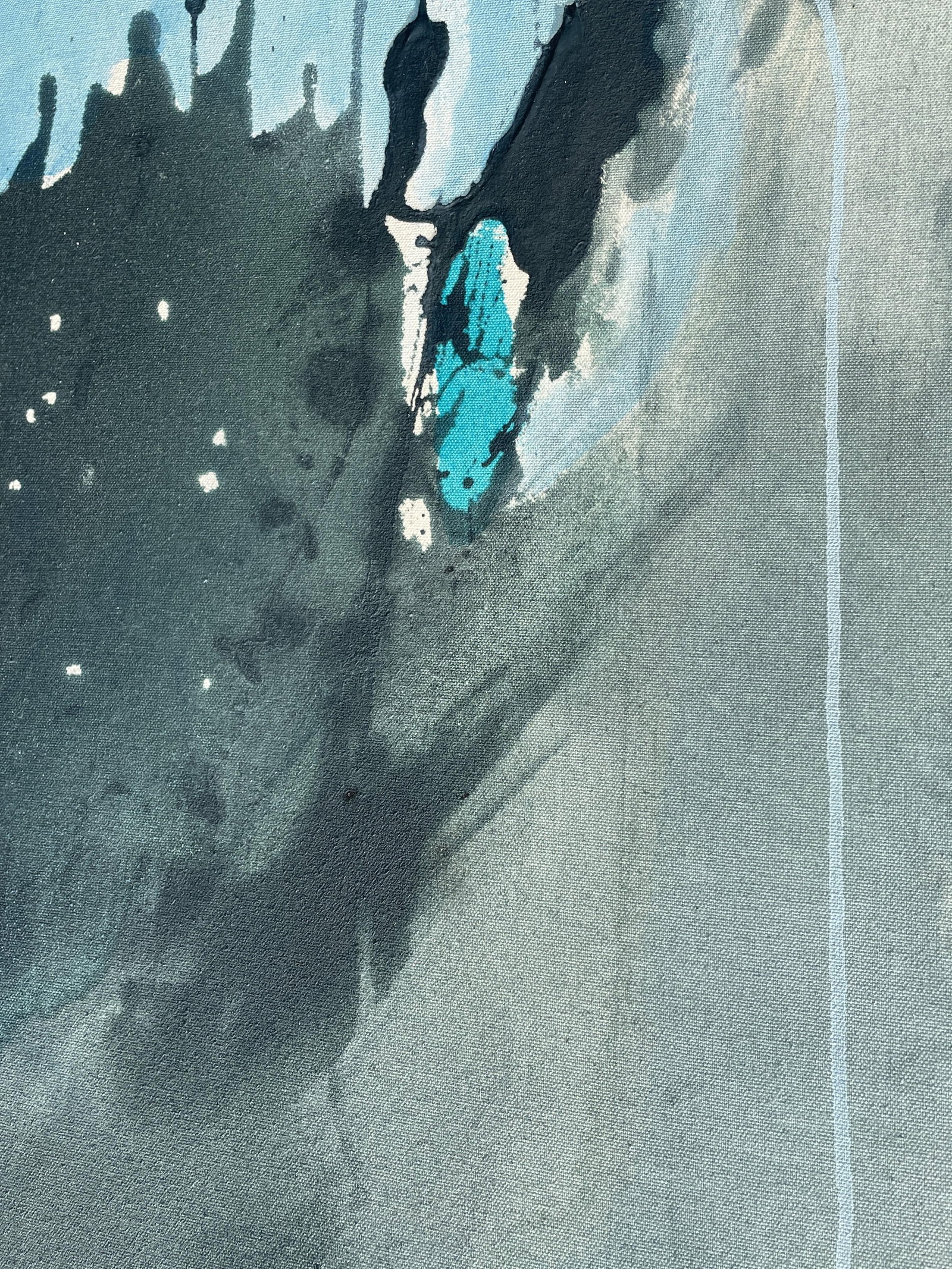 Sings My Soul Original Lyrical Abstraction Painting in Forest Green, Teal, and Sky Blue - 7