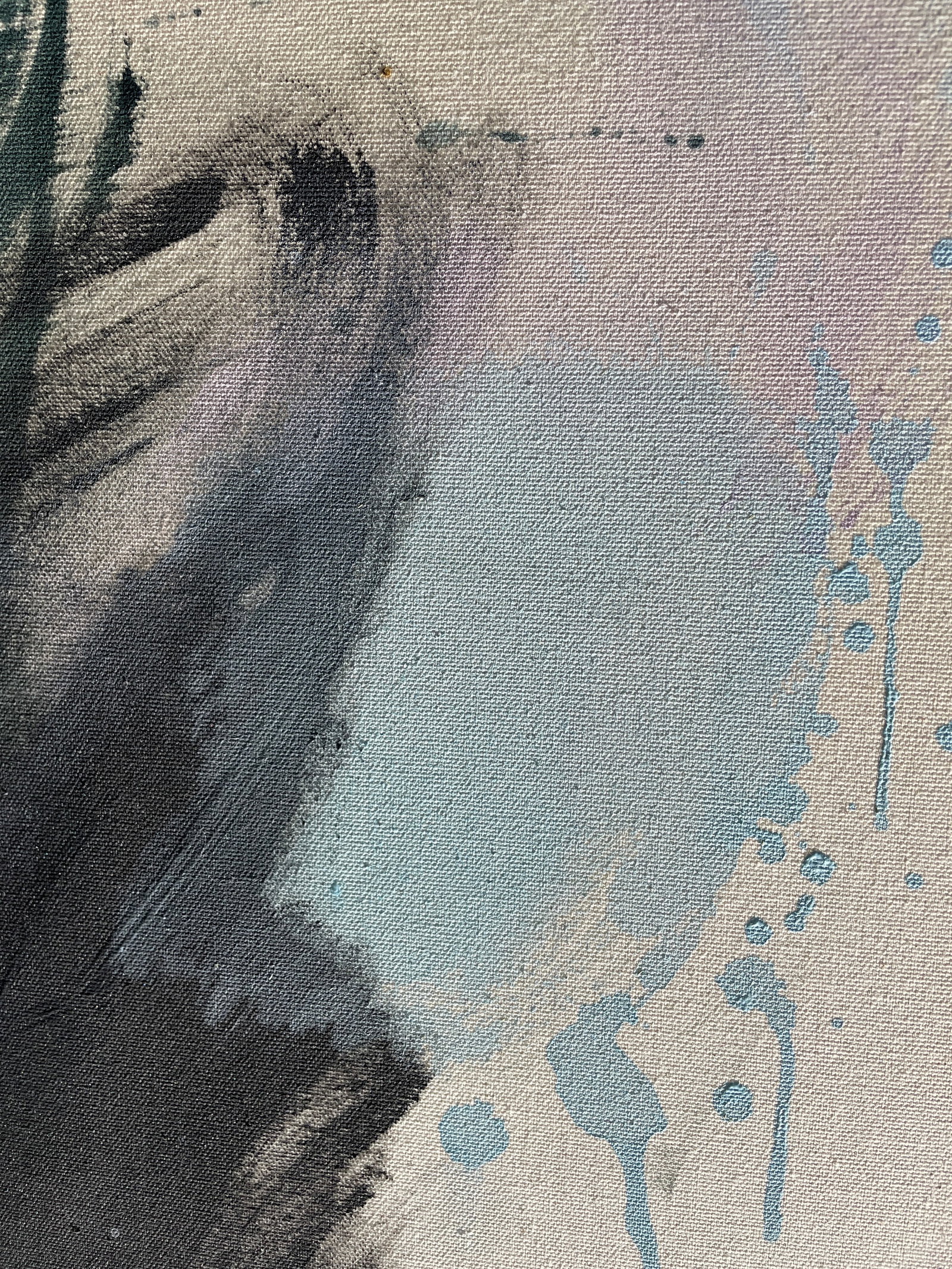 Sings My Soul Original Lyrical Abstraction Painting in Forest Green, Teal, and Sky Blue - 9