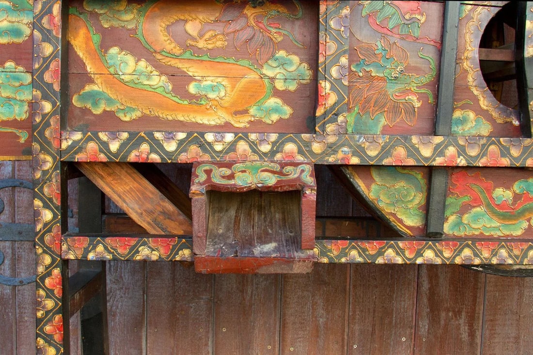 Antique Tibetan Painted Rice Grinder - 6