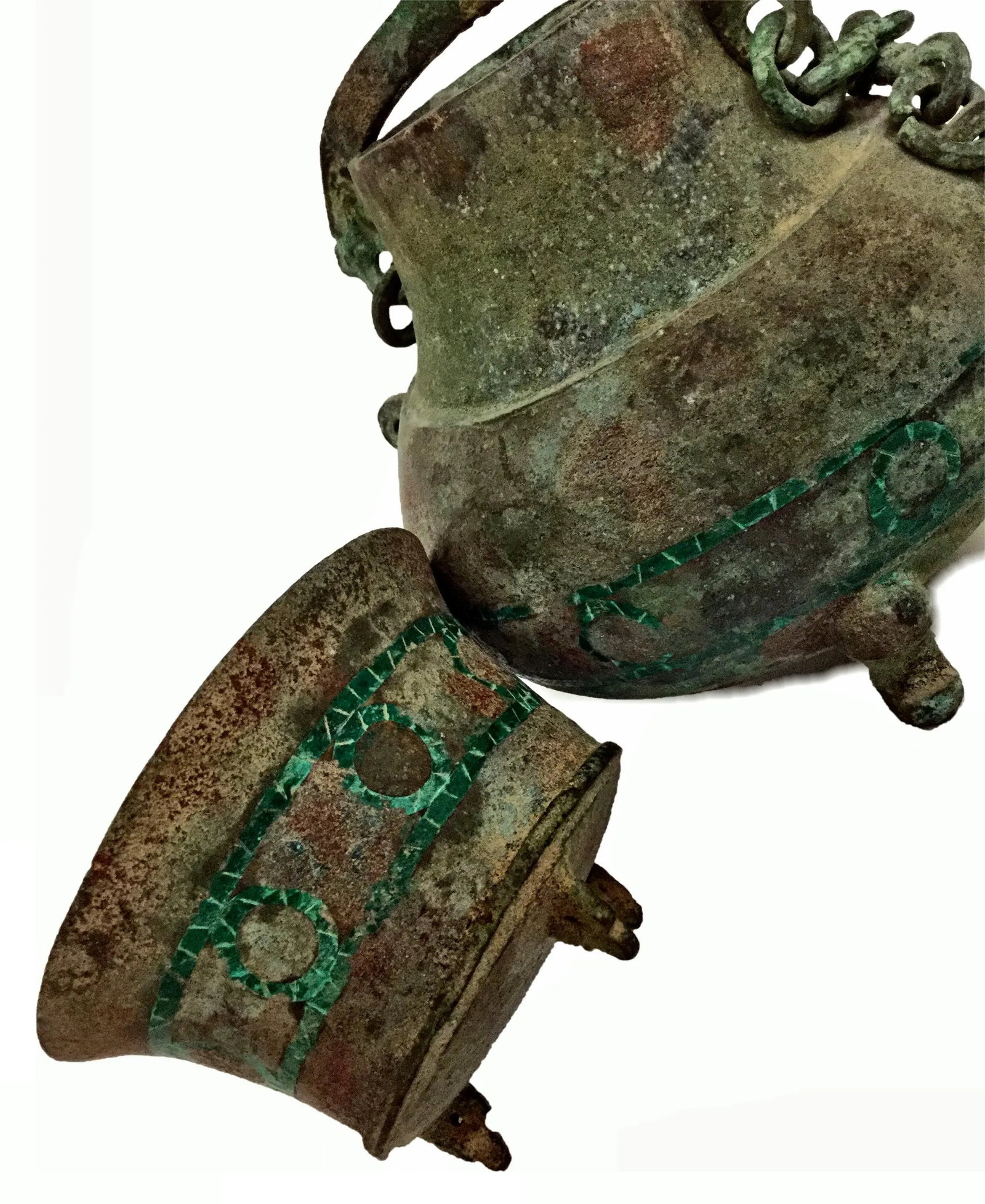 Antique Bronze Eastern Asia Wine Pot With Cup - 7