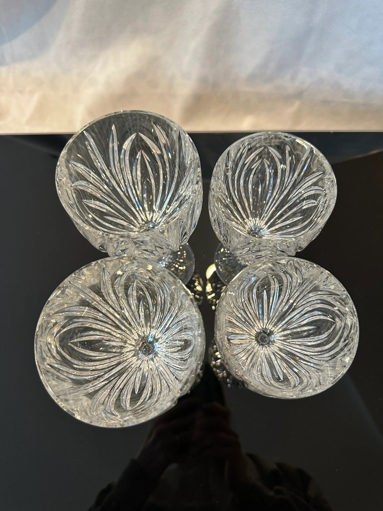 Vintage Elise Pattern Bohemian Crystal Glass Water and Wine Goblets- Set of 4 - 3