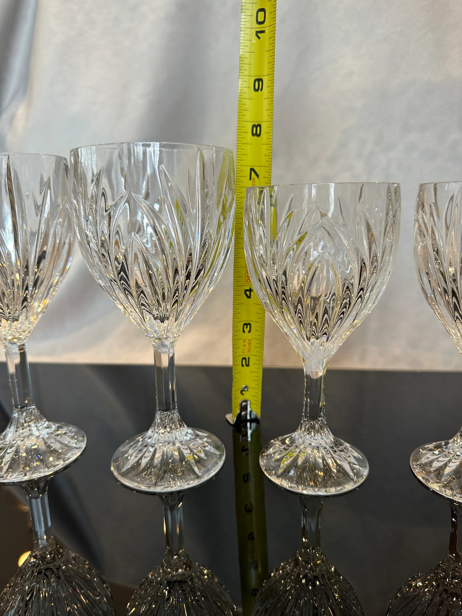 Vintage Elise Pattern Bohemian Crystal Glass Water and Wine Goblets- Set of 4 - 5