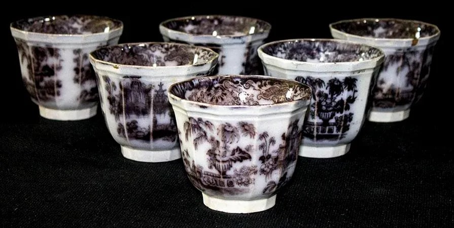 Podmore Walker Mulberry Tea Cups - Handleless = Set of 6 - 8