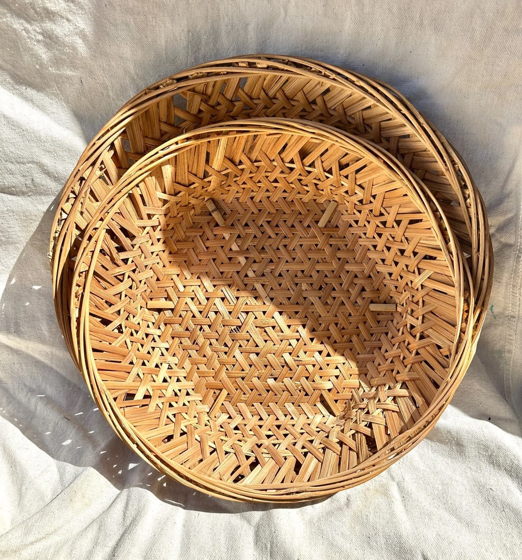 Woven Rattan Pair of Baskets - 3