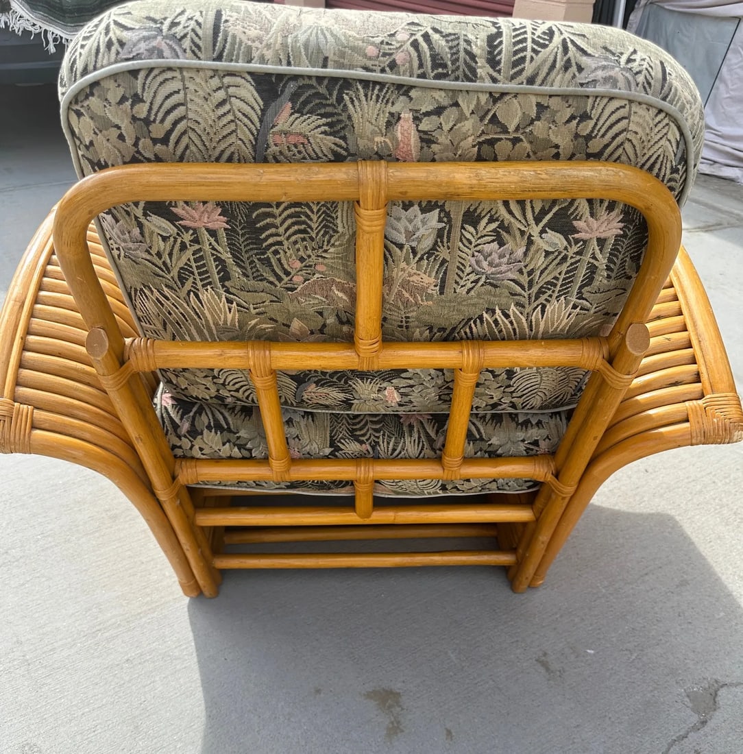 Vintage Paul Frankl Rattan Chaise Lounge - 6