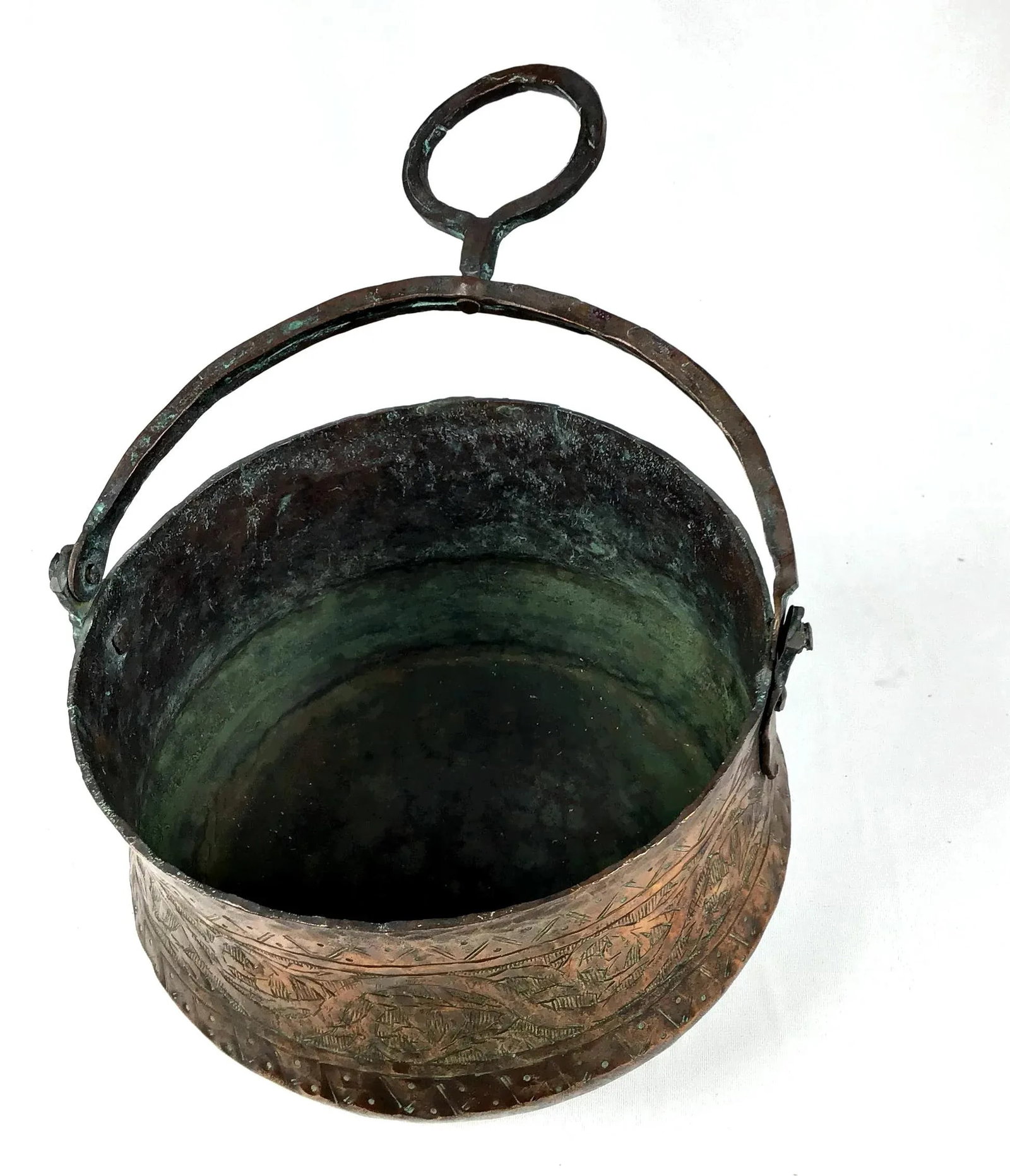 Vintage Mid Century Etched Solid Copper Pot - 2