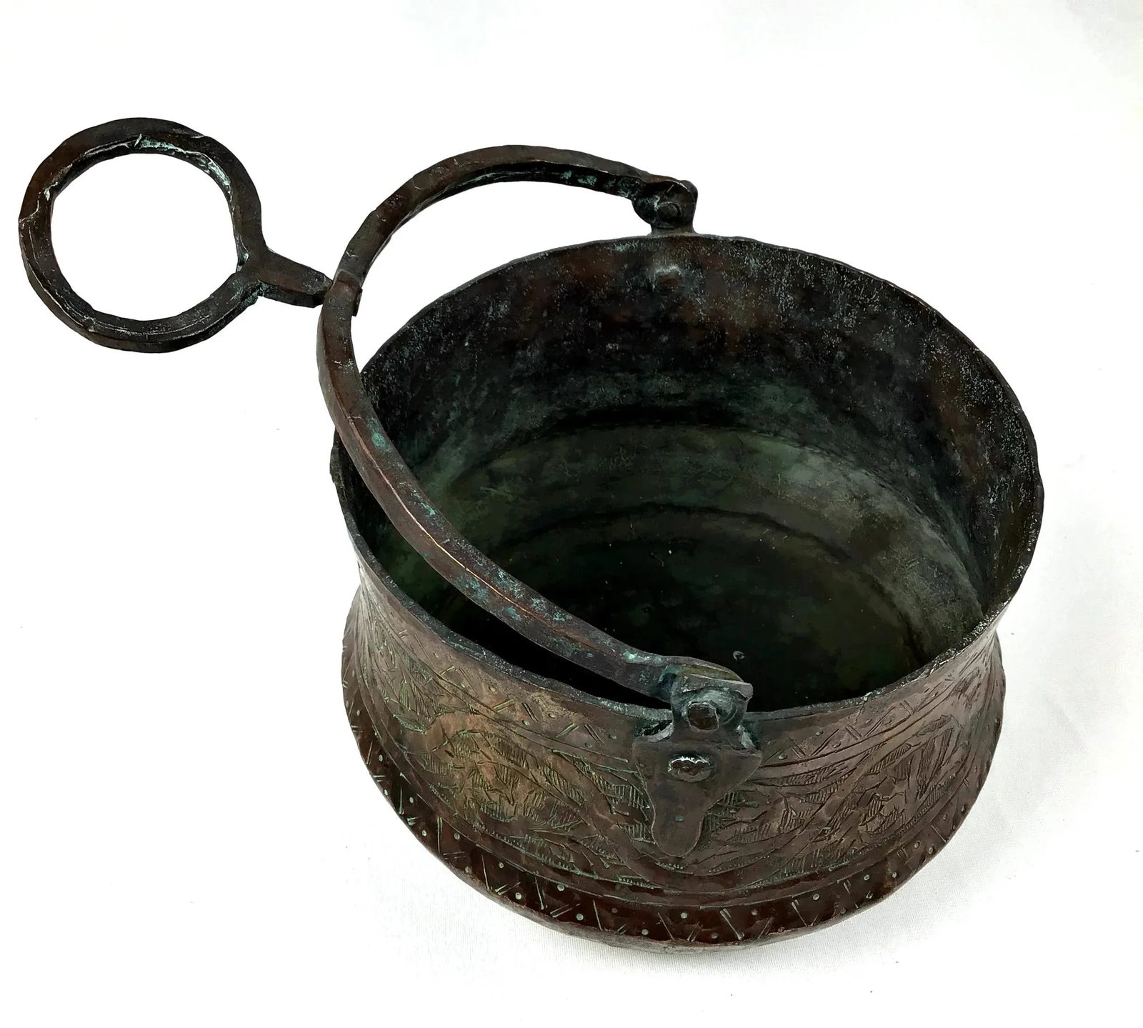 Vintage Mid Century Etched Solid Copper Pot - 3