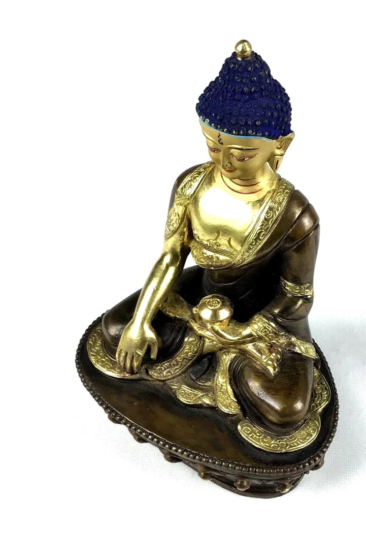 Shakyamuni Buddha Gold & Bronze Nepalese Figurine - 2