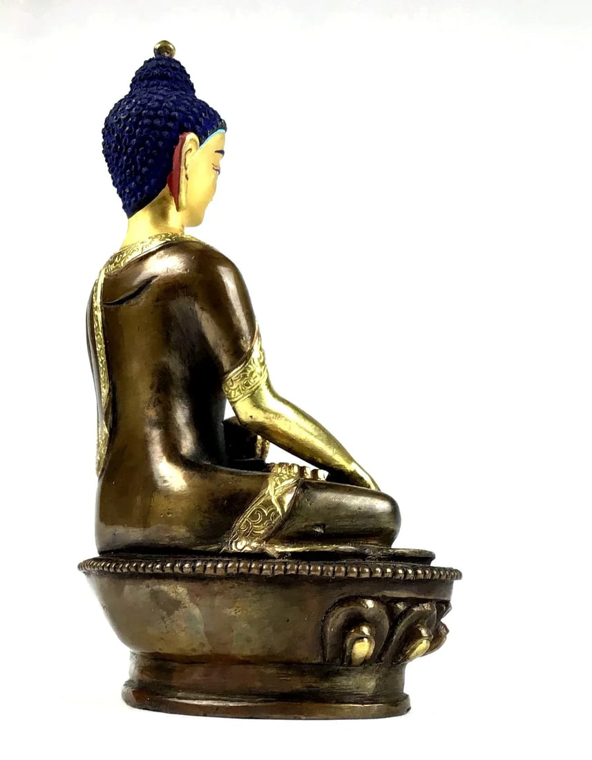 Shakyamuni Buddha Gold & Bronze Nepalese Figurine - 3