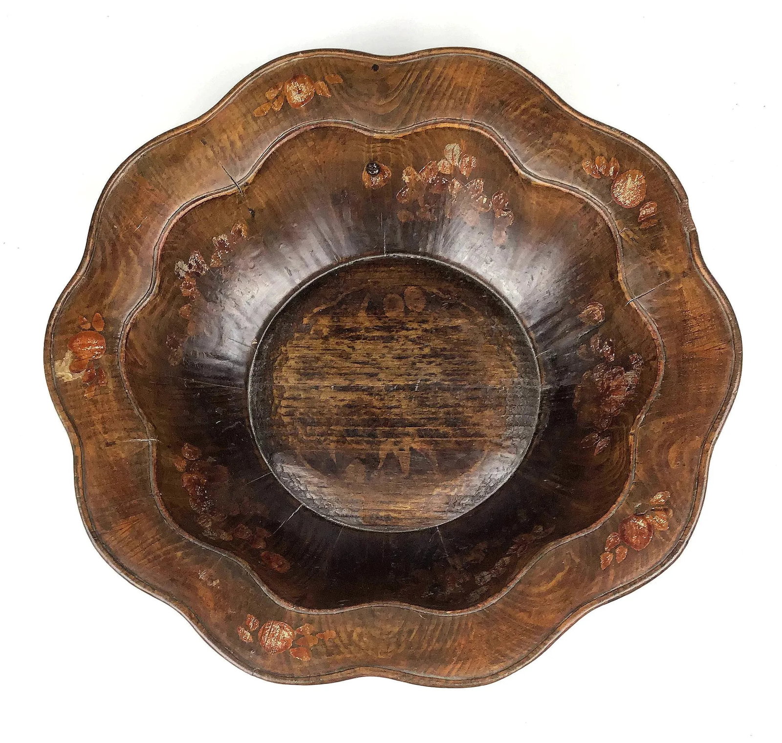 19th Century Chinese Qing Gilt Painted & Carved Wooden Bowl - 2