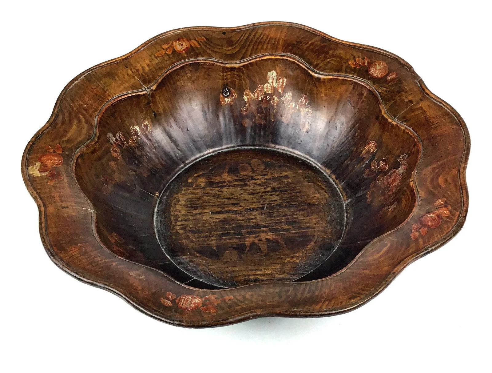 19th Century Chinese Qing Gilt Painted & Carved Wooden Bowl - 5