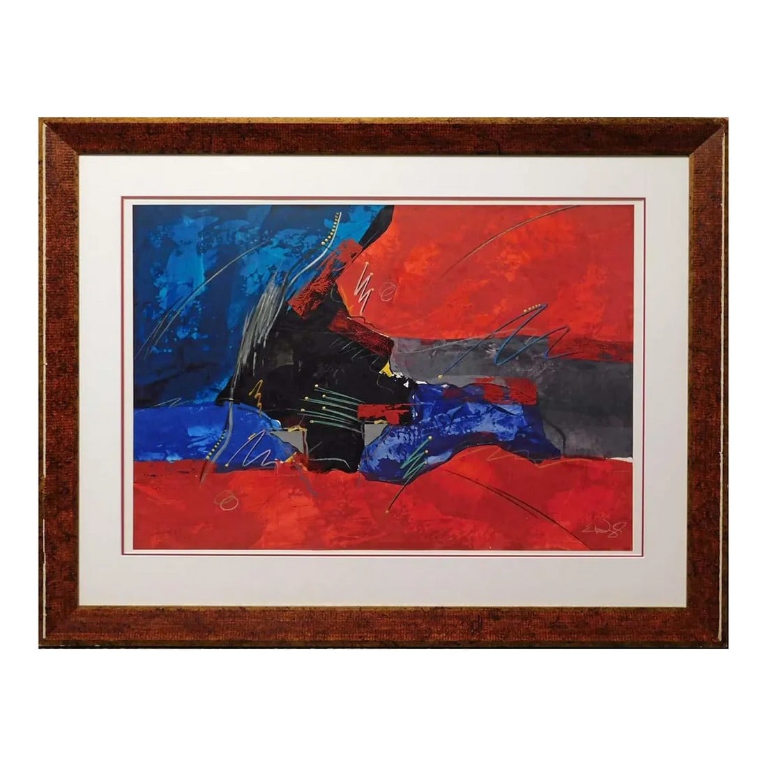 Eric Waugh "Blair I" Original Mix Media Paper With Custom Framed: Blair I by Eric Waugh Original Mix Media on Paper Hand Signed & titled by the Artist Art Size : 38" x 47" Image Size: 26" x 35" Custom Frame Art Condition: Excellent Certificate of Authenticity