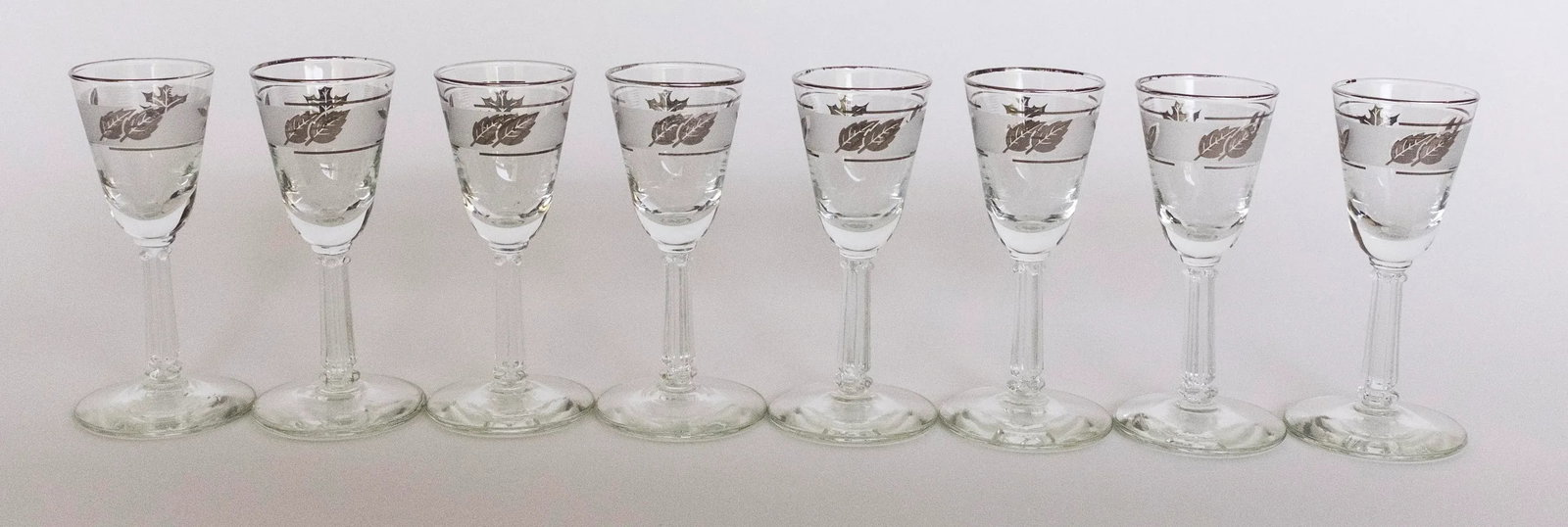Mid-Century Modern Libbey Silver Leaf Cordial Glasses - Set of 8 - 3