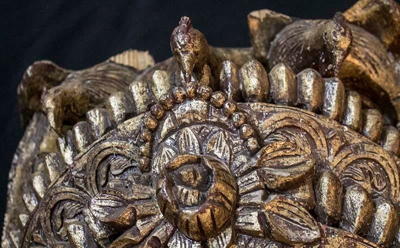 Gold Gilt Carved Wood Wall Sculpture Lovely Asian Woman - 7