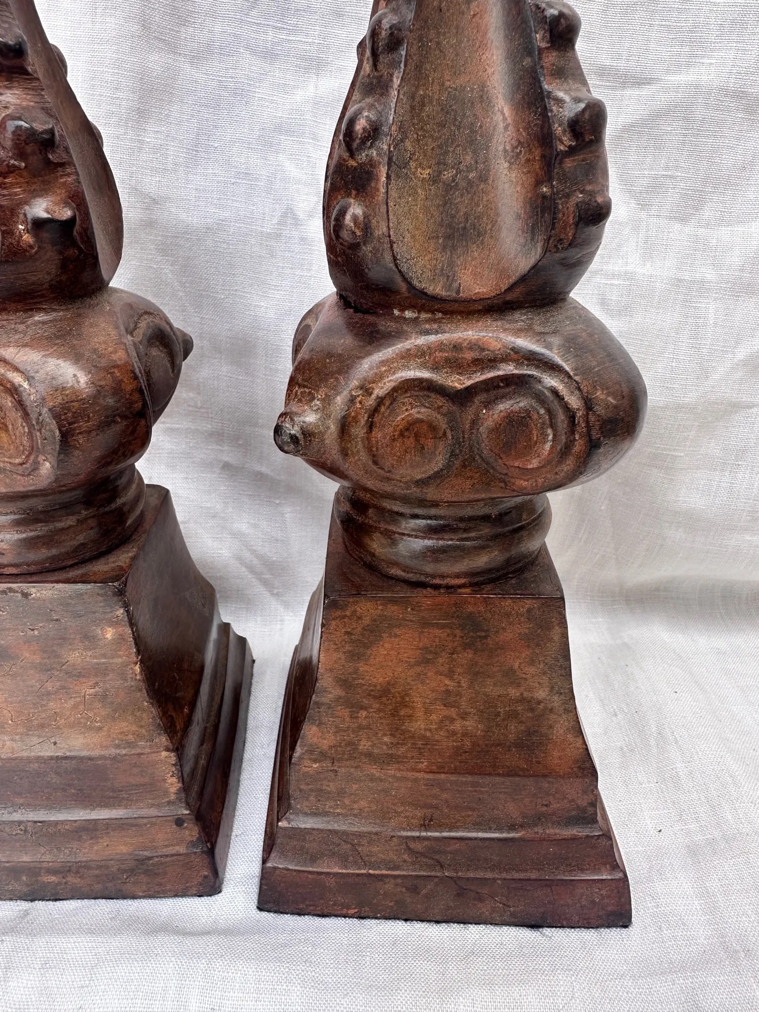 Vintage Iron Bronze Patina Decorative Finials-A Pair - 5