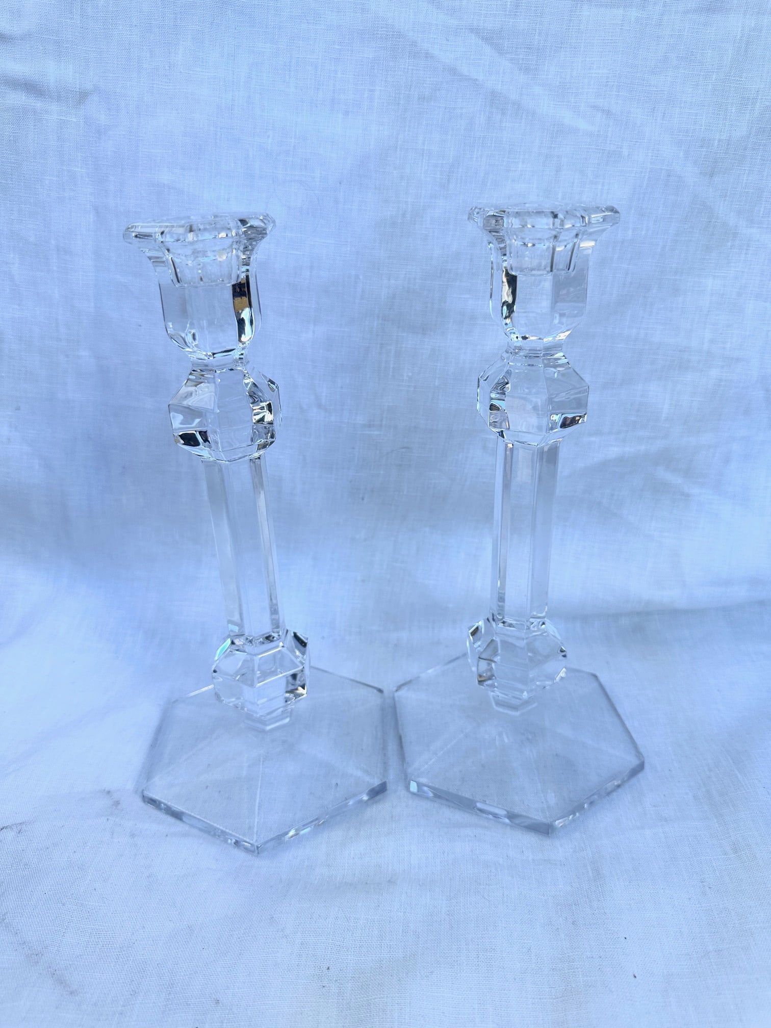 Set of Val St. Lambert Crystal Candle Holders - 5