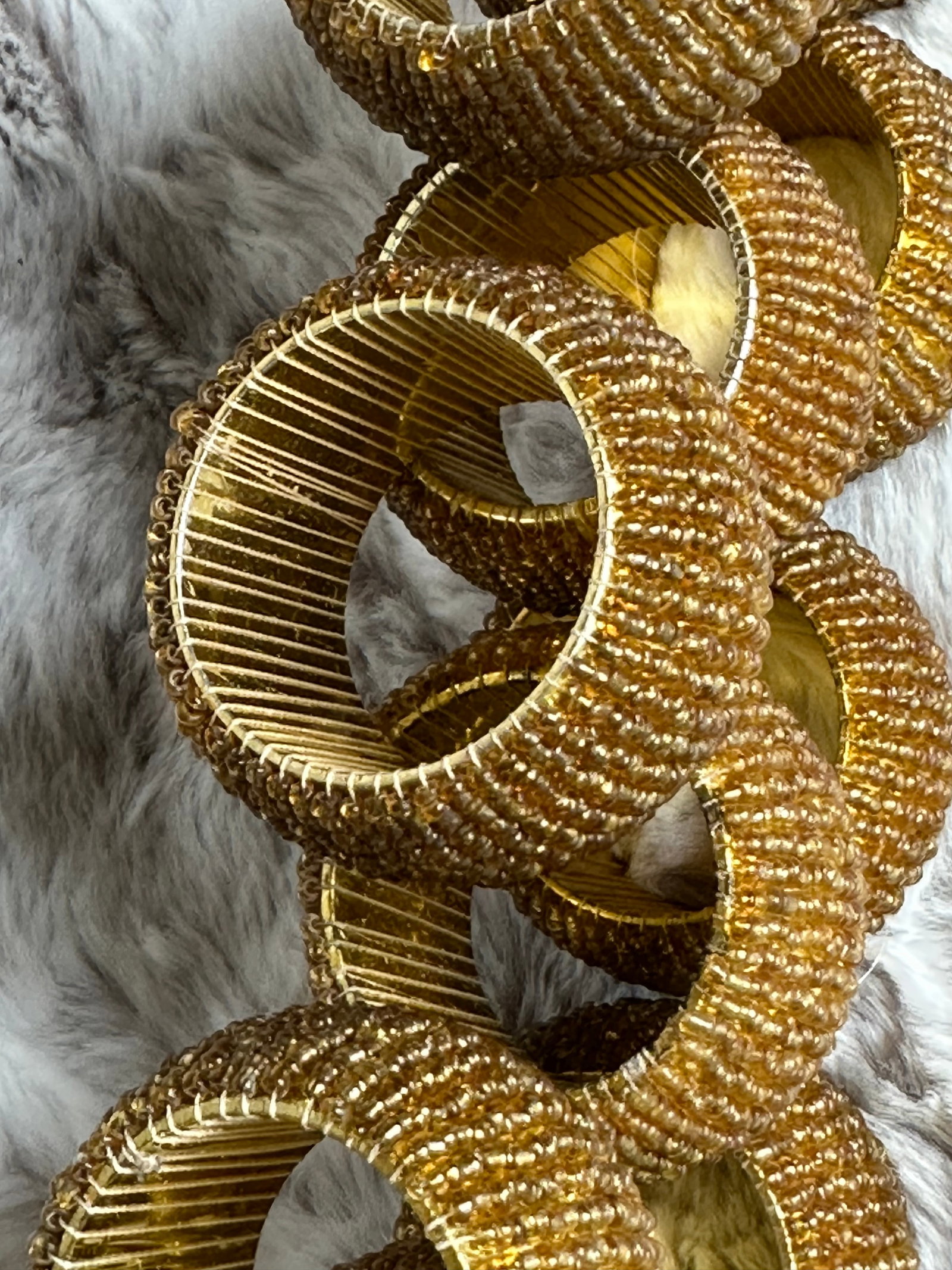 Late 20th Century Gold Beaded Napkin Rings- Set of 12 - 8