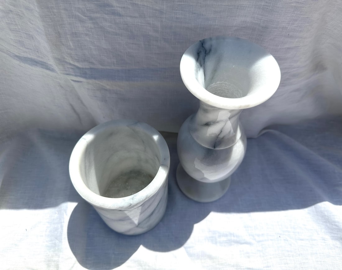 Marble Vase & Matching Utensil Holder - 5