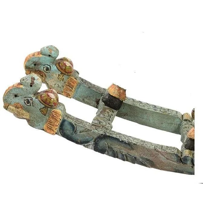 Vintage Hand Carved Wooden Artistically Painted Royal Rocking Horse Sculpture - 7