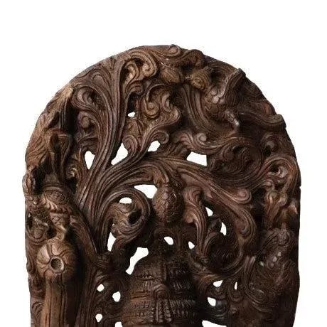 Hand Carved Solid Wood Dancing Ganesha Tall Statue - 4