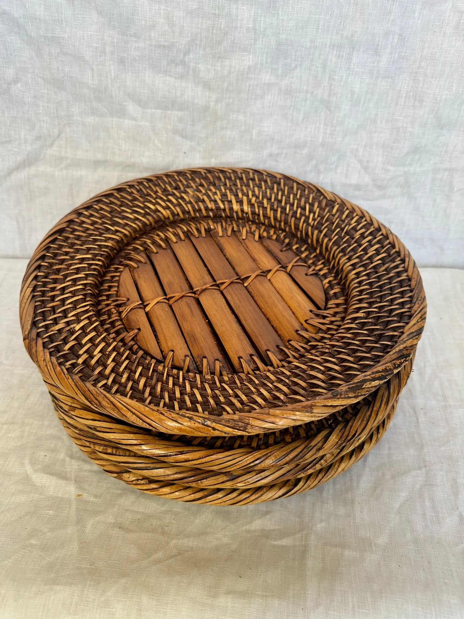 Set of 4 Woven Rattan & Bamboo Plate Chargers - 5