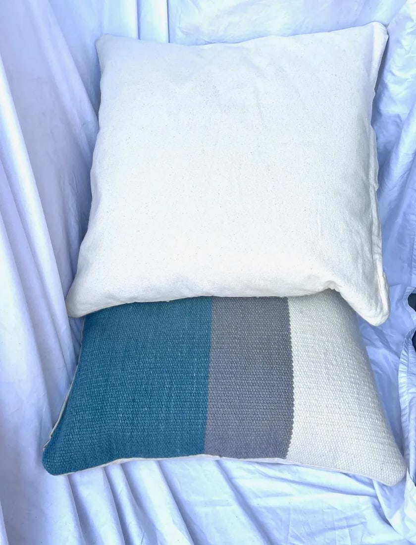 Pair of Ethan Allen Kilim Striped Pillows - 2