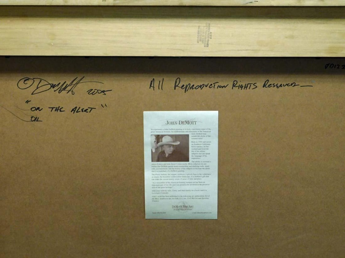 John Demott "On the Alert" Original Oil Painting on Canvas Hand Signed Framed - 5