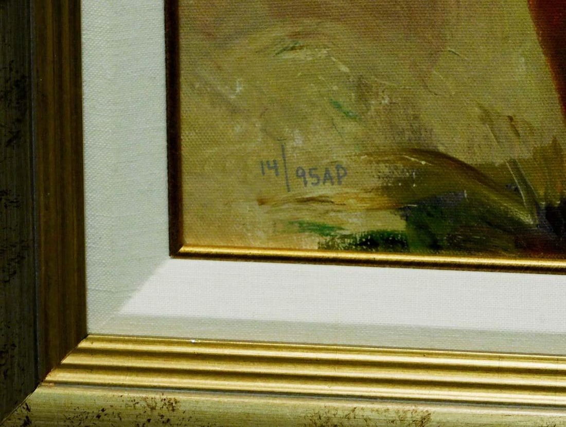 Pino " Seaside Retreat" Hand Signed & Embellished on Canvas Custom Framed - 4