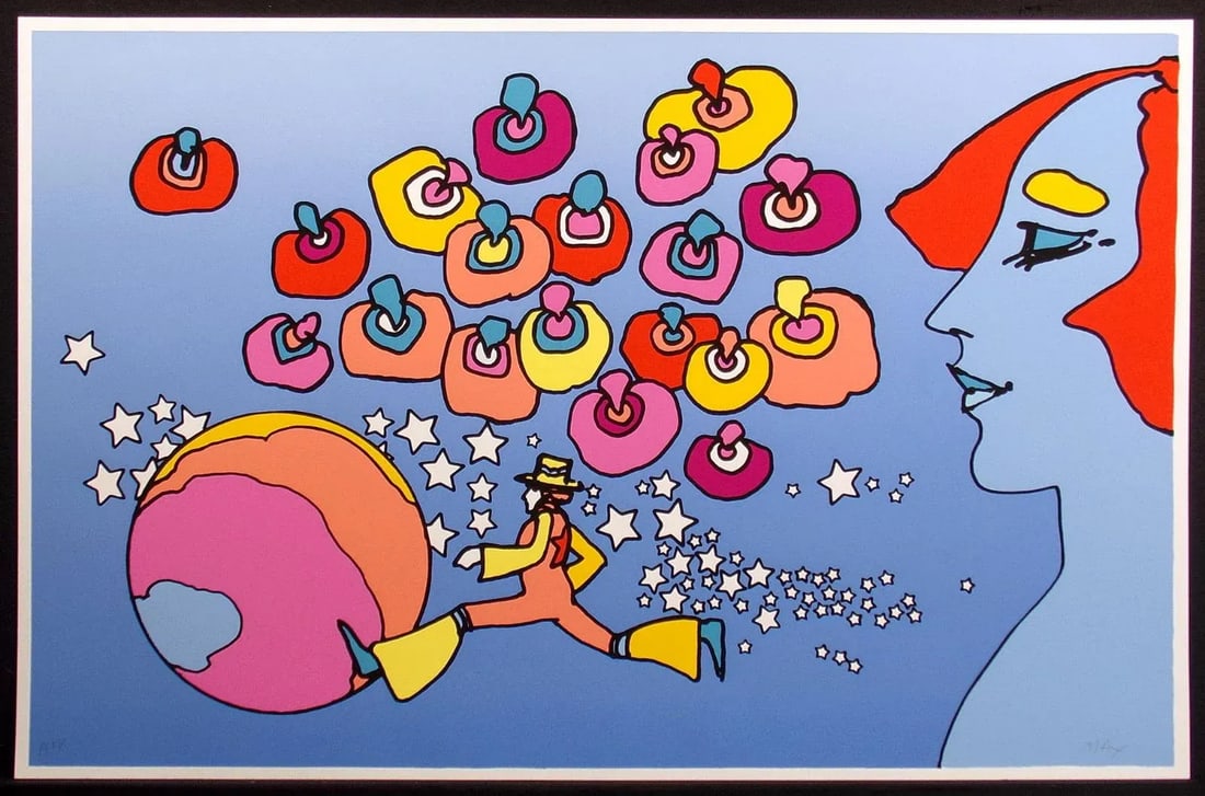 Peter Max "Cosmic Runner II" Signed Vintage Serigraph Art Print Artist Proof C. 1978 - 5