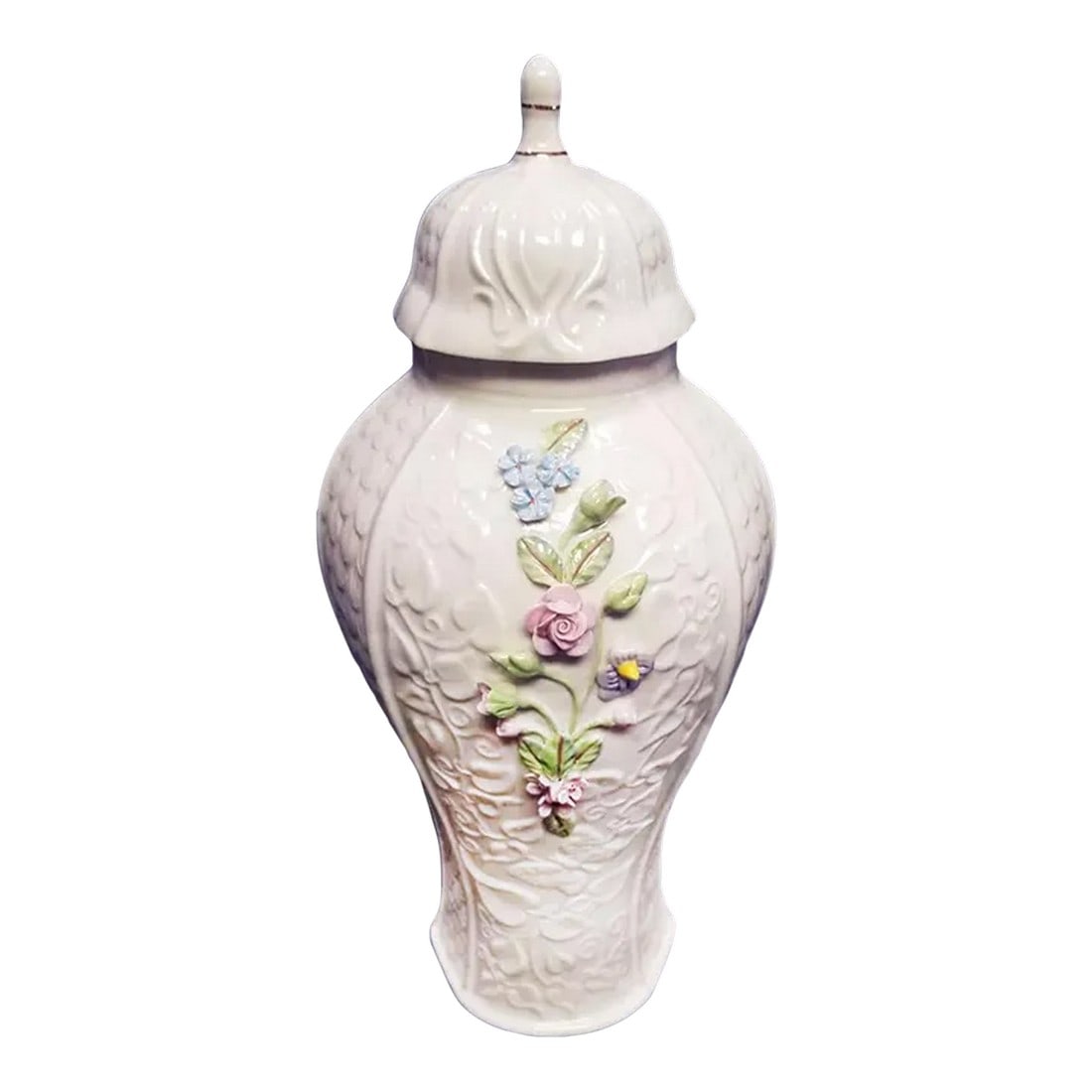 Belleek Peacock & Flowers Porcelain Millennium Vase - Lid & Original Box (1 of 7)