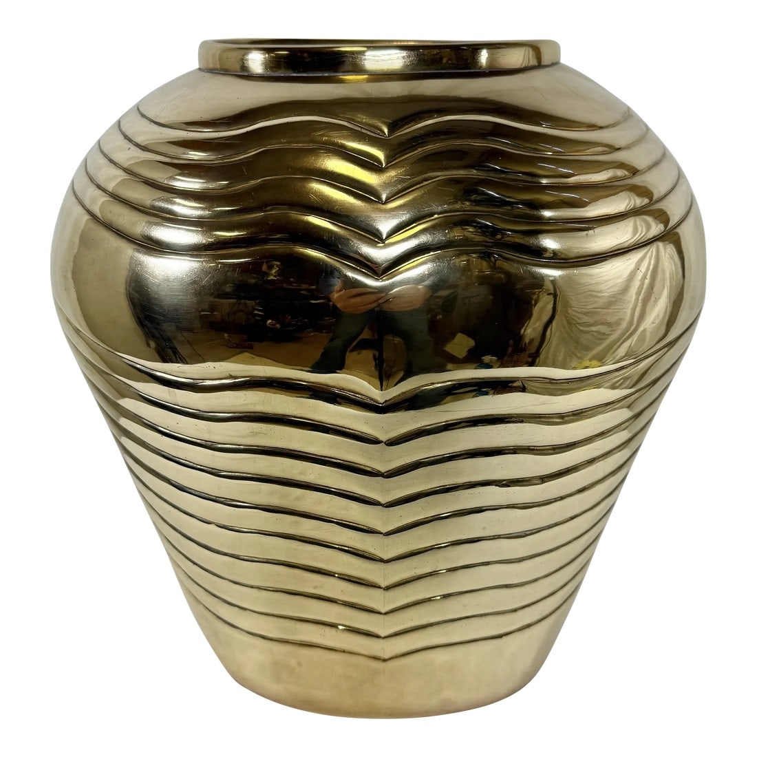Exquisite Vintage Art Deco Style Embossed Polished Brass Vase: Introducing a stunning piece for any collector or home decor enthusiast: the Vintage Art Deco Dolbi Cashier Style Embossed Polished Brass Vase. This exquisite vase showcases the elegance and
