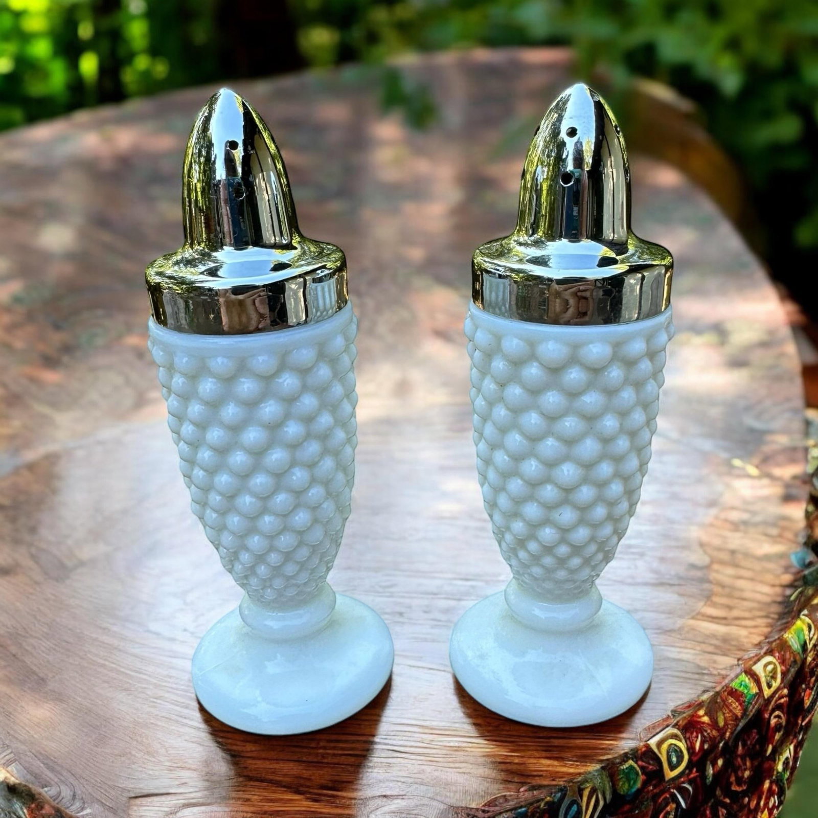 1970s White Milk Glass Salt & Pepper Shakers- a Pair - 4
