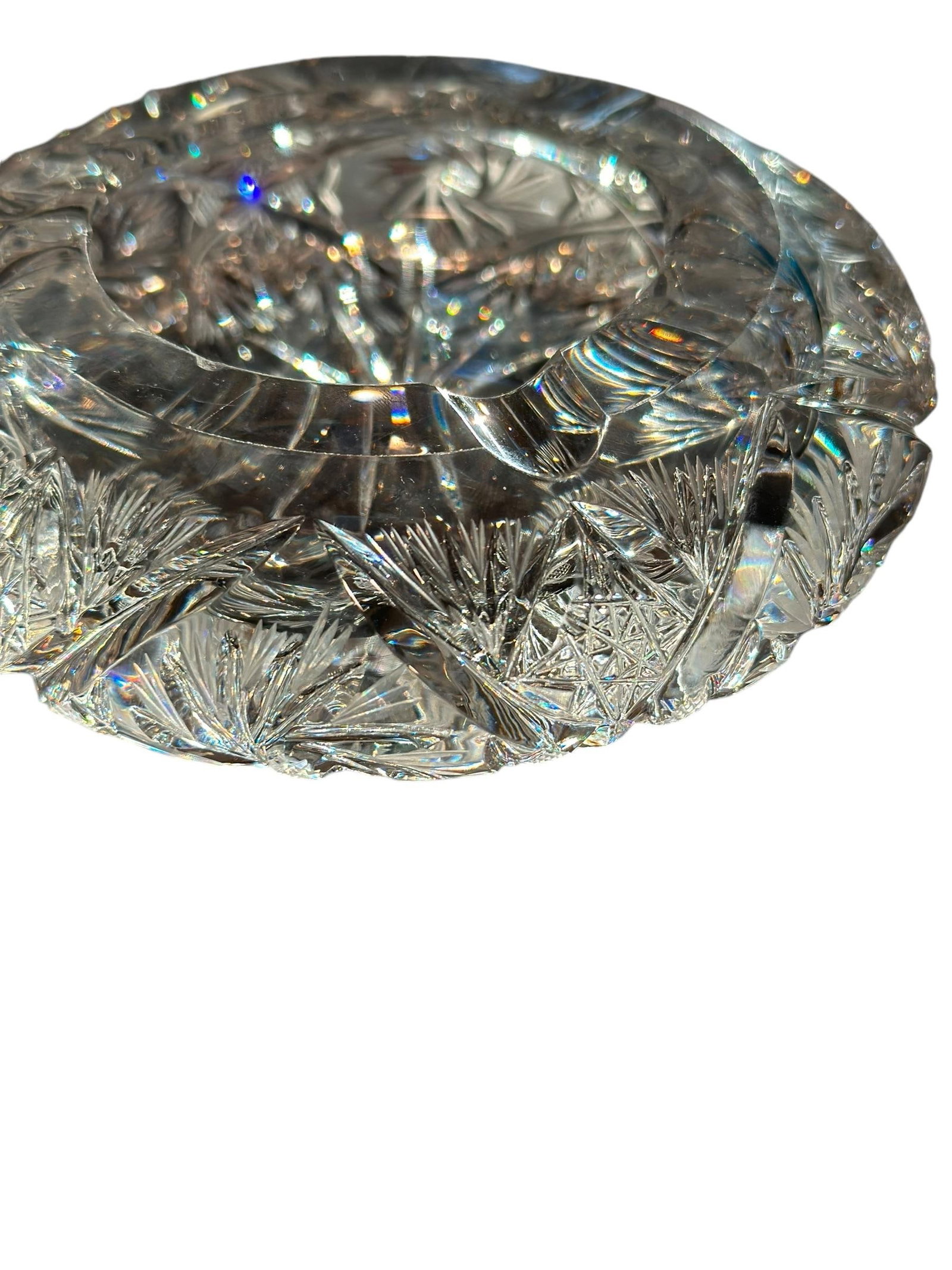 Vintage Ashtray European Heavy Cut Crystal Glass - 7