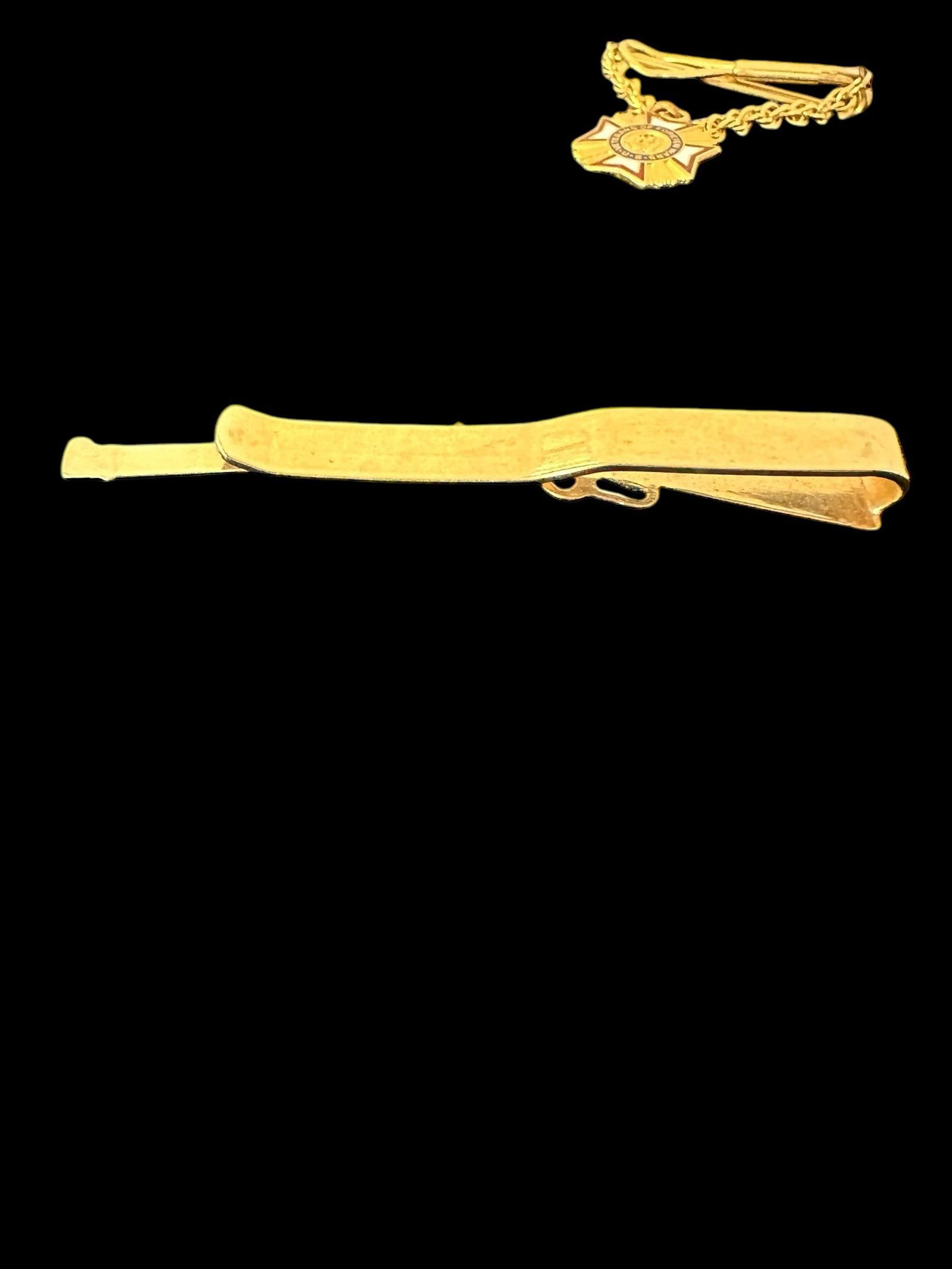 Mid 20th Century Vintage U.S. Veterans of Foreign Wars Tie Clip Clasp Hanging Tie Bar - Set of 2 - 6