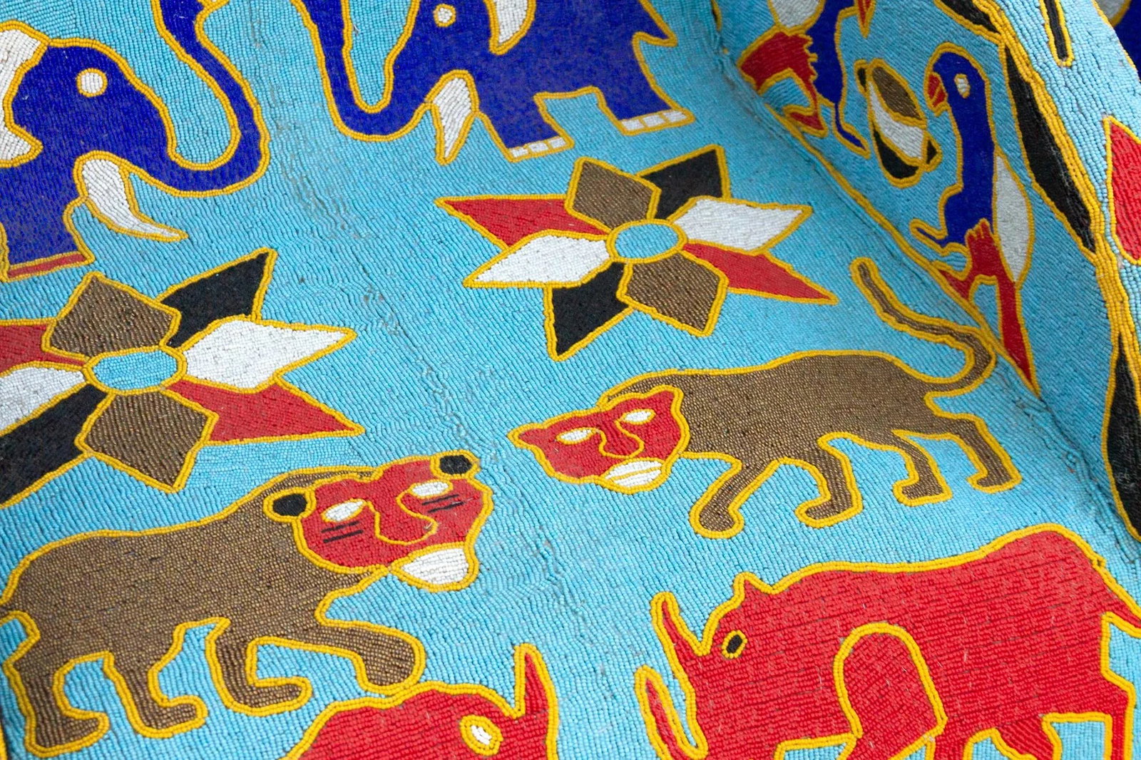 Pair of African Safari Beaded Chairs - 9