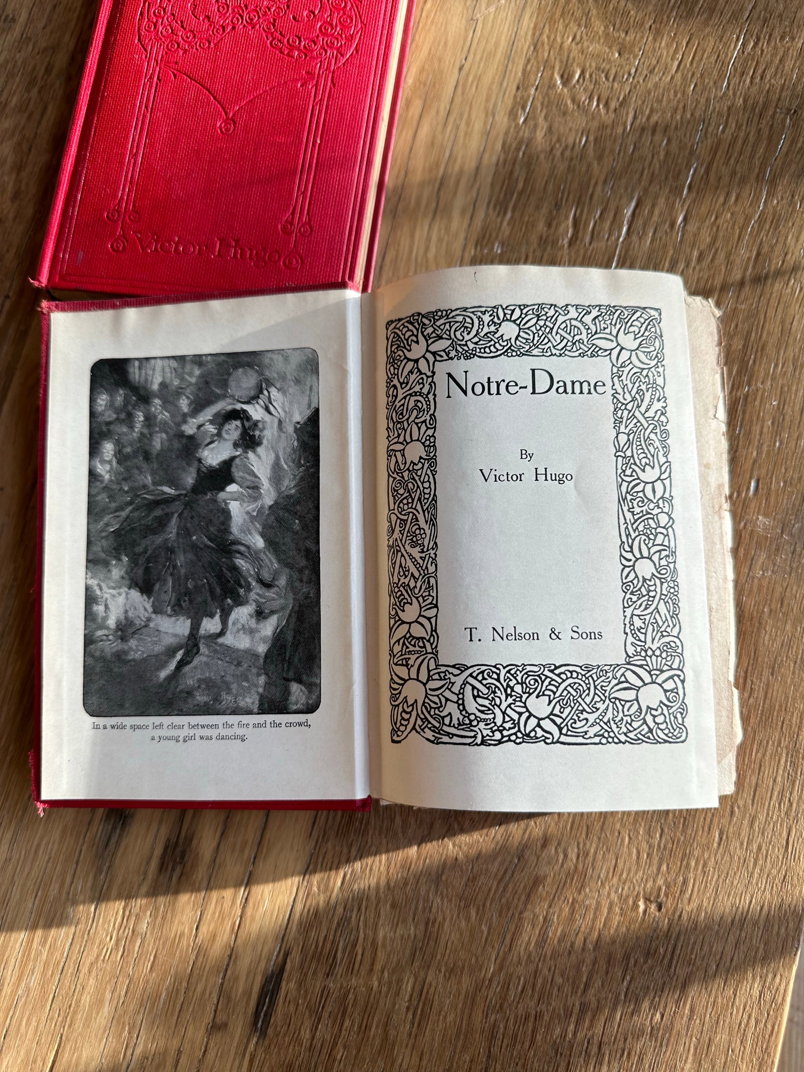 Antique Red Hardcover Victor Hugo Books- Set of 3 - 6