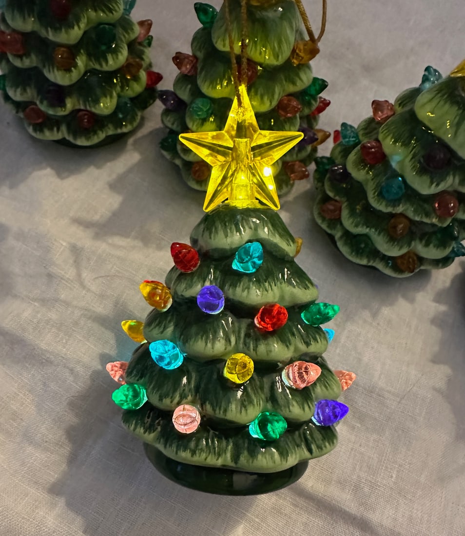 Nostalgic Mini Ceramic Christmas Tree Ornaments-Set of 5 - 2